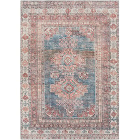 Livabliss Colin Blue Dusty Coral Rust Dark Brown Cream Machine Woven Rug - ...