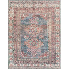 Livabliss Colin Blue Dusty Coral Rust Dark Brown Cream Machine Woven Rug - ...