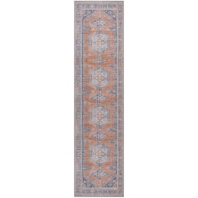 Livabliss Colin Burnt Orange Pale Blue Tan Machine Woven Rug - 144x32