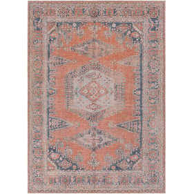 Livabliss Colin Burnt Orange Pale Blue Tan Machine Woven Rug - 144x110