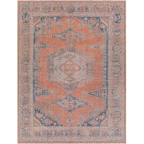 Livabliss Colin Burnt Orange Pale Blue Tan Machine Woven Rug - 122x94