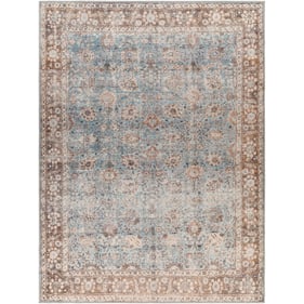 Livabliss Colin Light Blue Tan Orange Brown Cream Machine Woven Rug - 122x9...