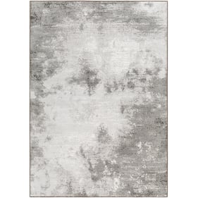 Livabliss Contempo Light Gray White Charcoal Machine Woven Rug - 154x104