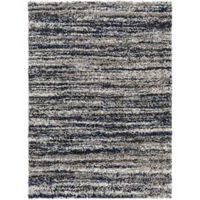 Livabliss Capella Shag Gray Ivory Black Dark Blue Machine Woven Rug - 108x7...