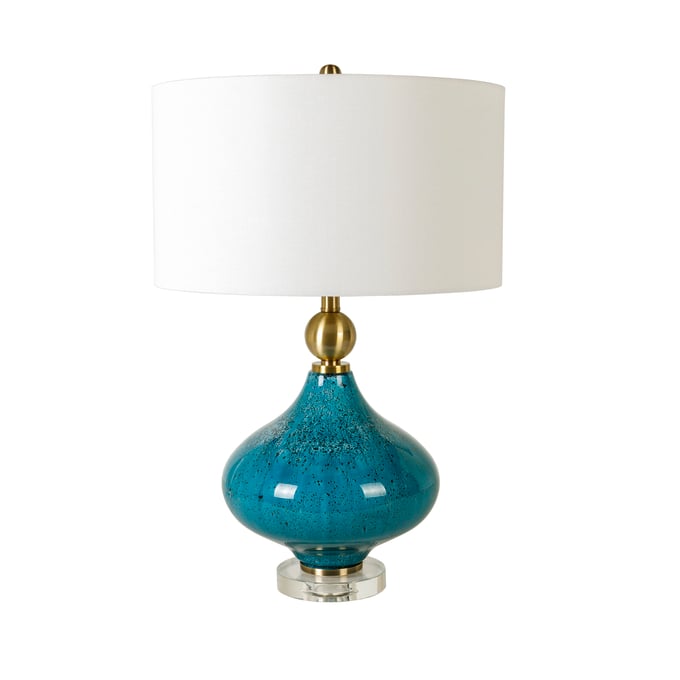 Livabliss Cleveleys Blue Clear White Metallic Brass Accent Table Lamp CVL-001