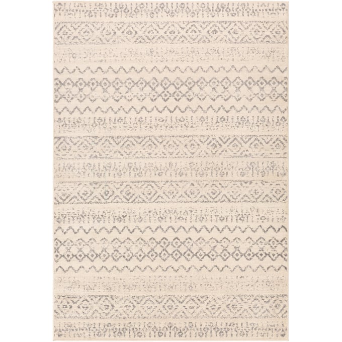 Livabliss City Light Charcoal Beige Cream Gray Woven Rug - 108x79 CYL2309-679