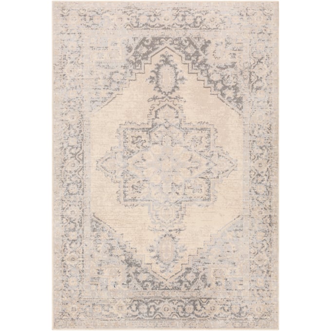 Livabliss City Light Charcoal Light Gray Cream Beige Machine Woven Rug - 87x63 CYL2316-5373