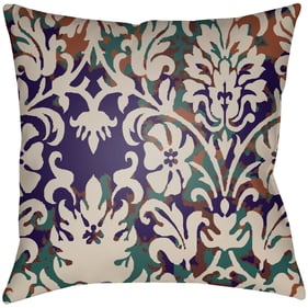 Livabliss Moody Damask Sage Dark Blue Ivory Brown Accent Pillow Cover - 18x...