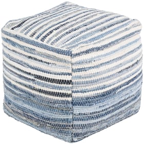 Livabliss Denim Navy White Hand Woven Pouf