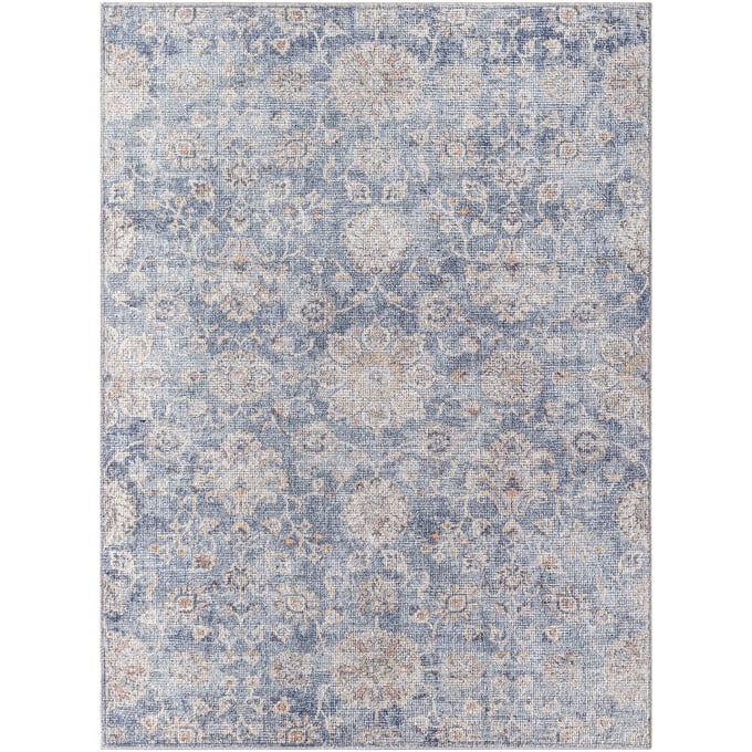 Livabliss Downtown Blue Denim Cream Tan Light Beige Amber Machine Woven Rug - 84x63 DTW2322-537