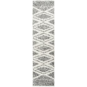 Livabliss Deluxe Shag Cream Charcoal Machine Woven Rug - 120x32