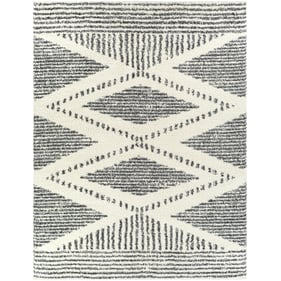 Livabliss Deluxe Shag Cream Charcoal Machine Woven Rug - 122x94