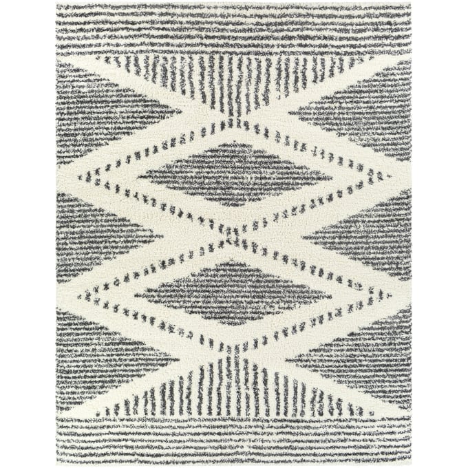 Livabliss Deluxe Shag Cream Charcoal Machine Woven Rug - 122x94 DXS2309-710103