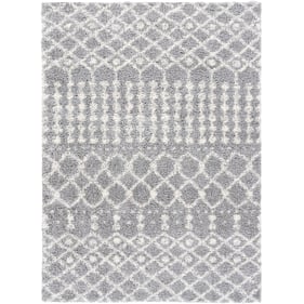 Livabliss Deluxe Shag Medium Gray Off White Machine Woven Rug - 108x79