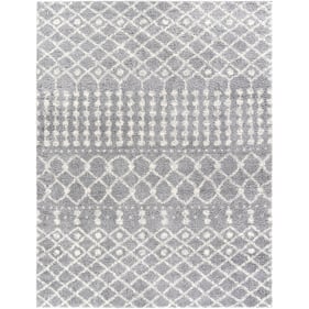 Livabliss Deluxe Shag Medium Gray Off White Machine Woven Rug - 122x94