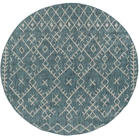 Livabliss Eagean Aqua Black Taupe White Round Machine Woven Rug - 94x94