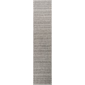 Livabliss Eagean Black Charcoal Taupe White Machine Woven Rug - 144x32