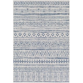 Livabliss Eagean Navy Light Blue White Rectangle Machine Woven Rug - 71x51