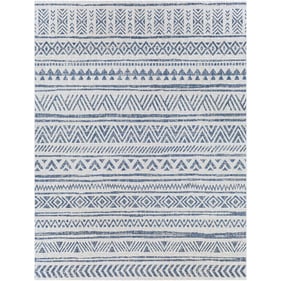 Livabliss Eagean Navy Light Blue White Rectangle Machine Woven Rug - 122x94