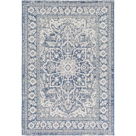 Livabliss Eagean Navy Light Blue White Traditional Machine Woven Rug - 91x6...