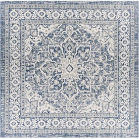 Livabliss Eagean Navy Light Blue White Machine Square Woven Rug - 94x94