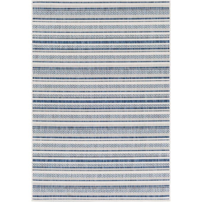 Livabliss Eagean Navy Light Blue White Machine Woven Rug - 108x79 EAG2337-679