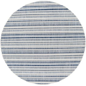 Livabliss Eagean Navy Light Blue White Machine Woven Rug - 63x63