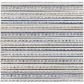 Livabliss Eagean Navy Light Blue White Machine Woven Rug - 79x79