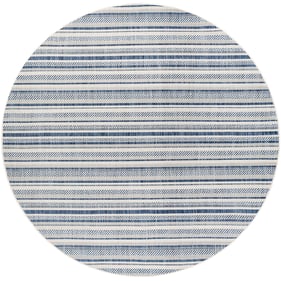 Livabliss Eagean Navy Light Blue White Machine Round Woven Rug - 94x94