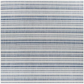 Livabliss Eagean Navy Light Blue White Machine Woven Rug - 94x94