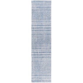 Livabliss Eagean Light Blue Navy White Machine Woven Rug - 144x32