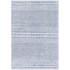 Livabliss Eagean Light Blue Navy White Machine Woven Rug - 167x120