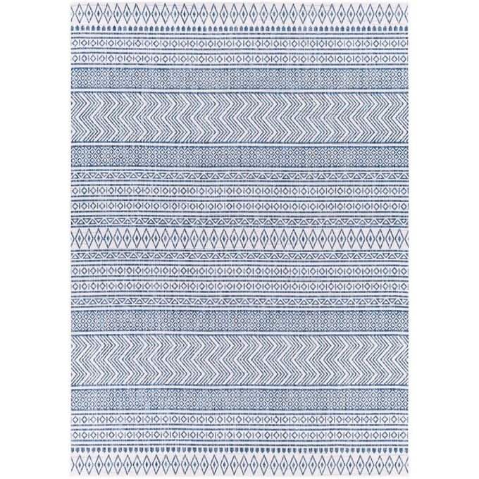 Livabliss Eagean Light Blue Navy White Machine Woven Rug - 108x79 EAG2344-679