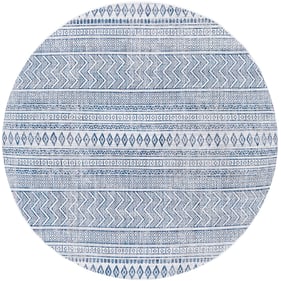 Livabliss Eagean Light Blue Navy White Machine Woven Rug - 63x63