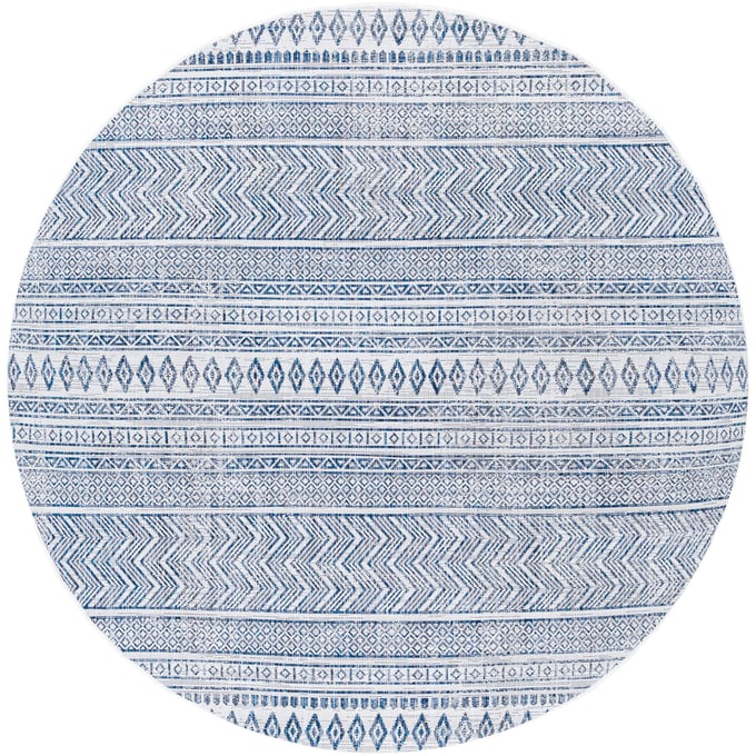 Livabliss Eagean Light Blue Navy White Machine Woven Rug - 63x63 EAG2344-53RD