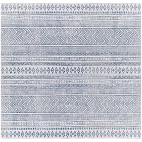 Livabliss Eagean Light Blue Navy White Machine Woven Rug - 79x79