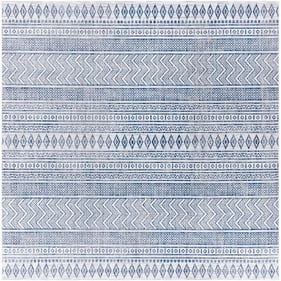 Livabliss Eagean Light Blue Navy White Machine Woven Rug - 94x94