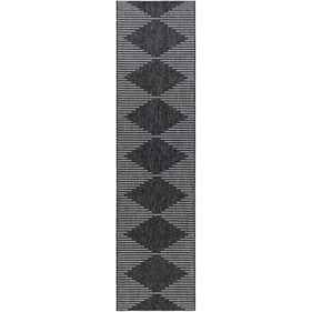 Livabliss Eagean Black Charcoal Cream Light Gray Machine Woven Rug - 144x32