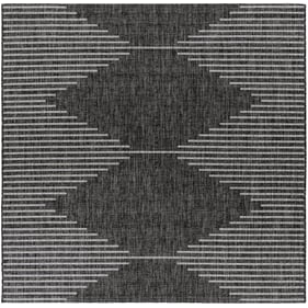 Livabliss Eagean Black Charcoal Cream Light Gray Machine Woven Rug - 79x79