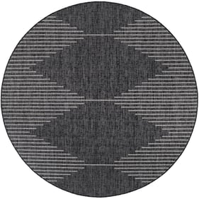 Livabliss Eagean Black Charcoal Cream Light Gray Round Machine Woven Rug - ...