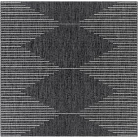 Livabliss Eagean Black Charcoal Cream Light Gray Machine Woven Rug - 94x94