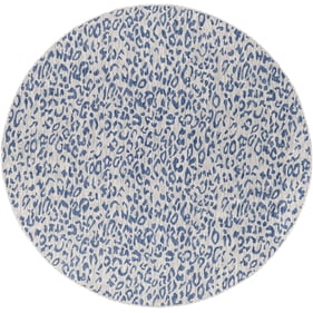 Livabliss Eagean Round Dark Blue Navy Pale Light Gray Machine Woven Rug - 7...