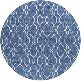 Livabliss Eagean Dark Blue Denim Cream Machine Woven Rug - 63x63