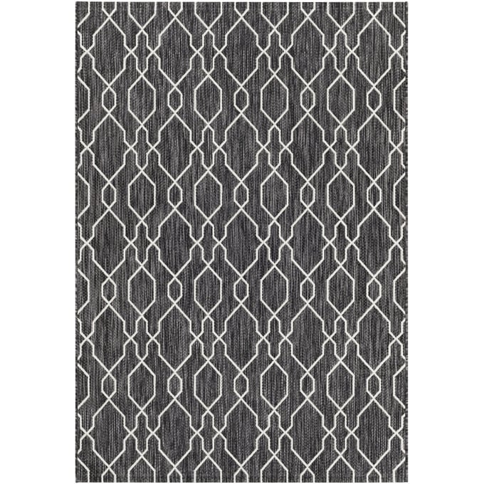 Livabliss Eagean Charcoal Cream Machine Woven Rug - 91x63 EAG2384-5377