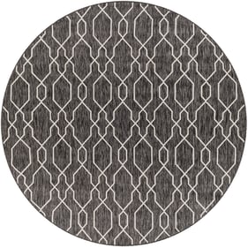 Livabliss Eagean Charcoal Cream Round Machine Woven Rug - 94x94