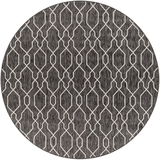 Livabliss Eagean Charcoal Cream Round Machine Woven Rug - 94x94 EAG2384-710RD