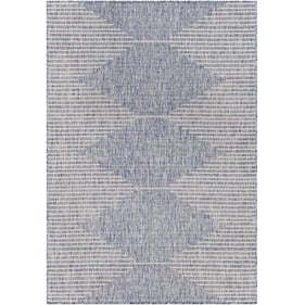 Livabliss Eagean Navy Blue Pale Oatmeal Gray Taupe Machine Woven Rug - 122x...