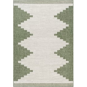 Livabliss Eagean Grass Green Ivory Dark Seafoam Machine Woven Rug - 94x94