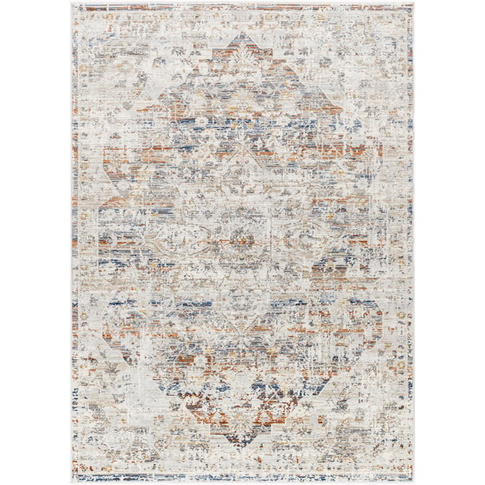 Livabliss Edmonton Cream Light Gray Black Dark Blue Burnt Orange Mustard Machine Woven Rug - 108X79 EDO2300-679