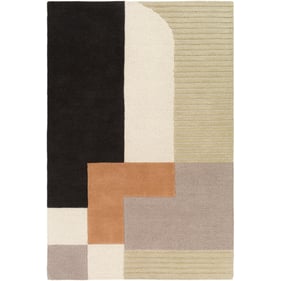 Livabliss Emma Light Beige Medium Gray Black Tan Handmade Rug - 108X72